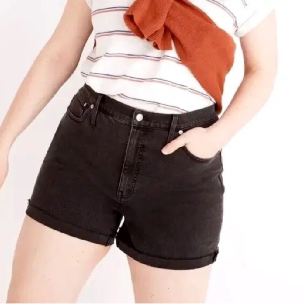 MADEWELL High Rise Denim Shorts in Washed Black Sz 27